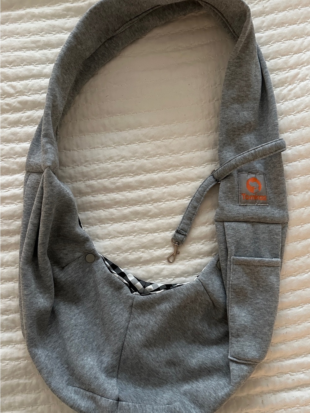Grey Soft Pet Sling Carrier with Safety Leash